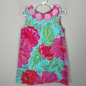 Lilly Pulitzer Pink Blue Floral Sleeveless Dress Girls 5